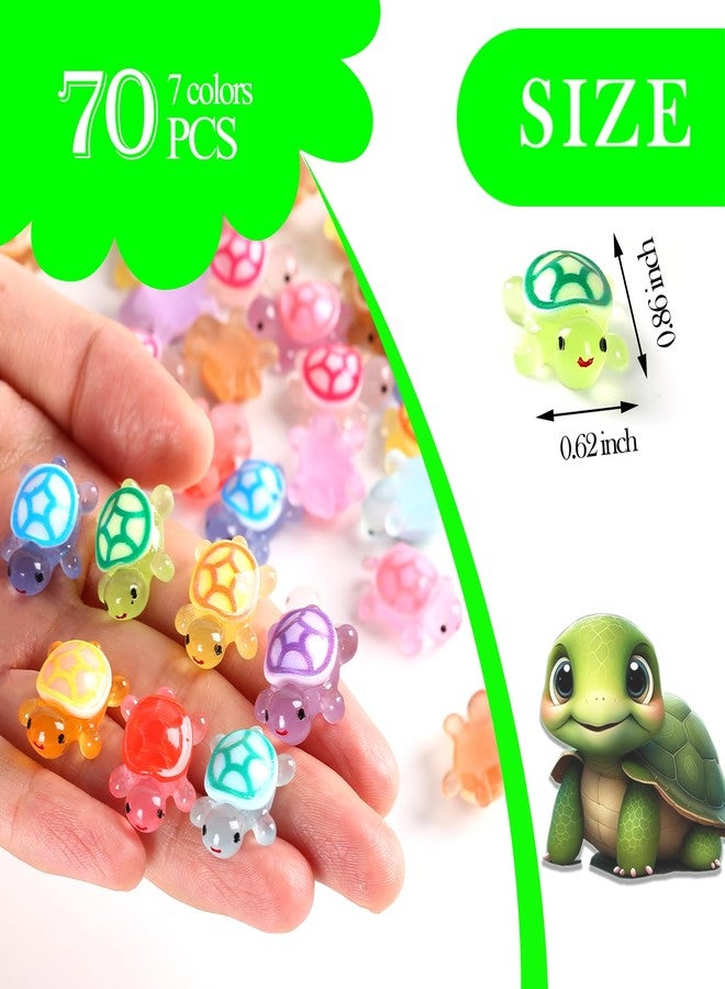 ysofun 70PCS Luminous Mini Resin Turtles, Resin Animals, Mini Turtles, Marine Craft Decoration, Suitable for Decoration of Gardens, Parties, Miniature Landscapes (Rainbow 7 Colors) - Image 2
